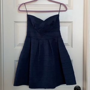 Navy strapless dress